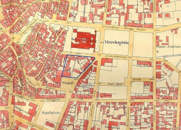 Stadtkarte von 1916 mit dem Mercksplatz