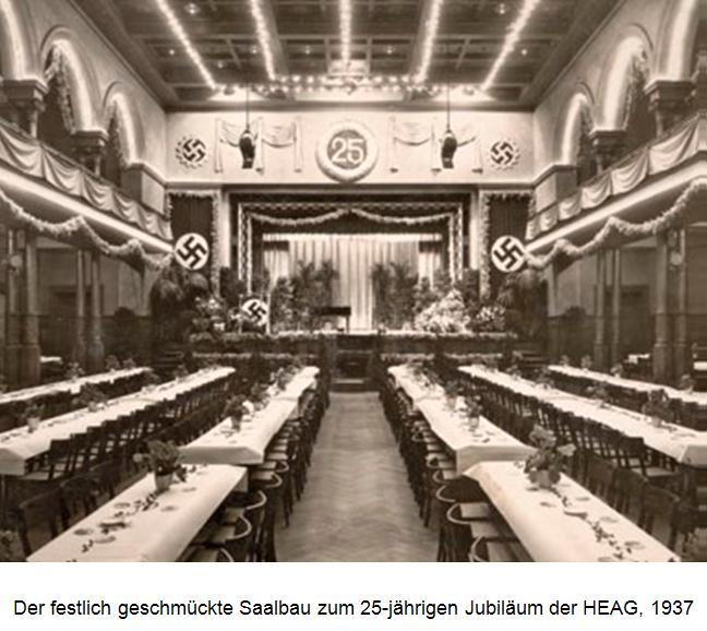 Der festlich geschmckte Saalbau zum 25-jhrigen Jubilum der HEAG, 1937