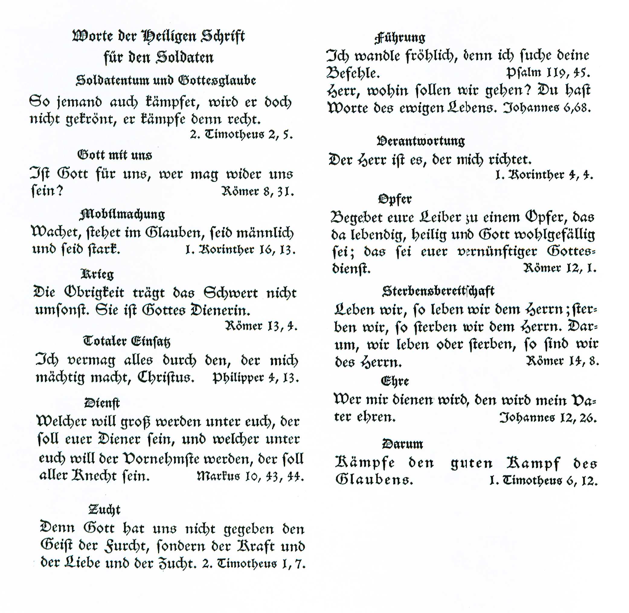 "Worte der Heiligen Schrift fr den Soldaten" (Heinrich Rendtorff 1937)