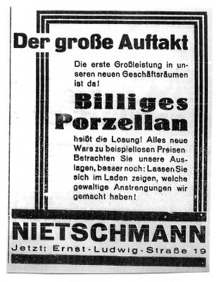 Anzeige der Fa. Nietschmann im Hessischen Volksfreund vom 23.4.1932