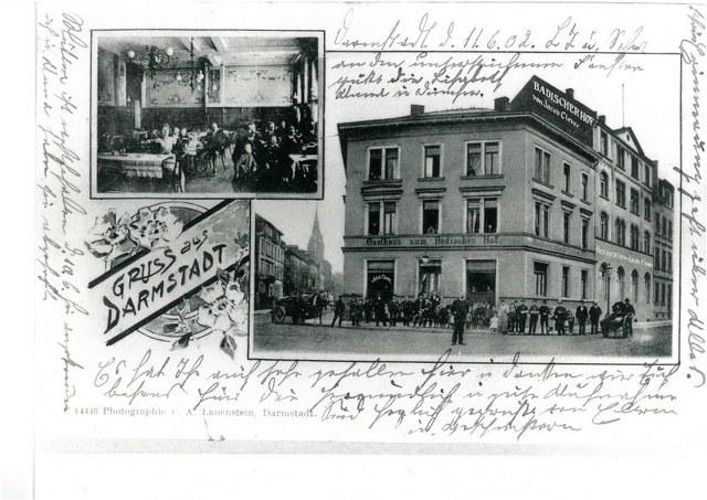 Badischer Hof, Postkarte aus dem Jahr 1902