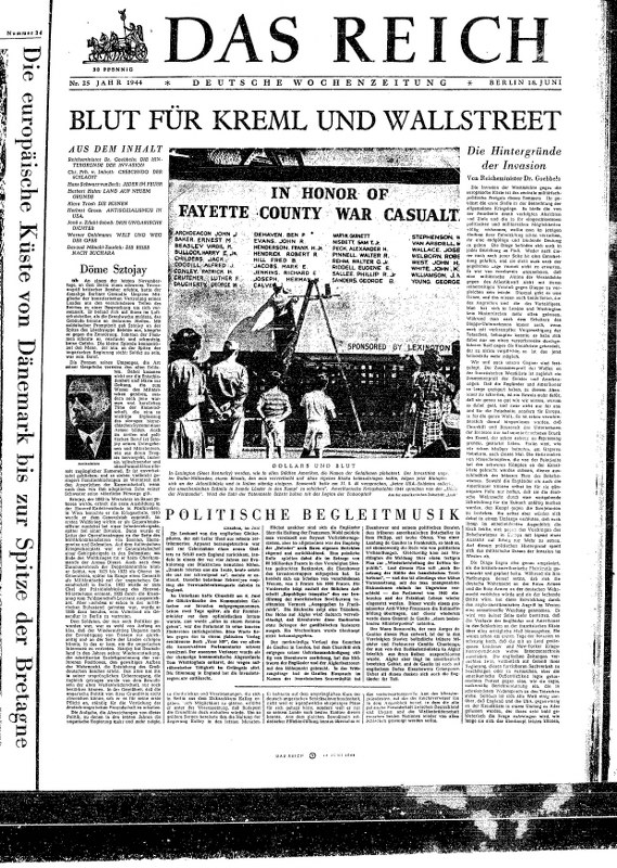 Titelblatt Das Reich, Ausgabe Nr.25, 1944