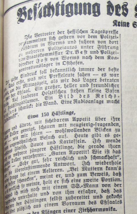 Osthofen in der Offenbacher Zeitung vom 6. Mai 1933