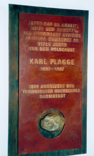 Gedenkplatte für Karl Plagge (2012)