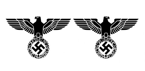 Parteiadler (schaut nach rechts) und Reichsadler (schaut nach links) aus der Nazi-Zeit
