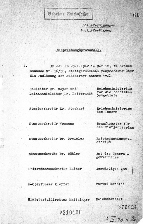 Teilnehmer der Wannseekonferenz 1942