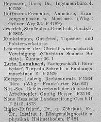 Adressbucheintrag ab 1934